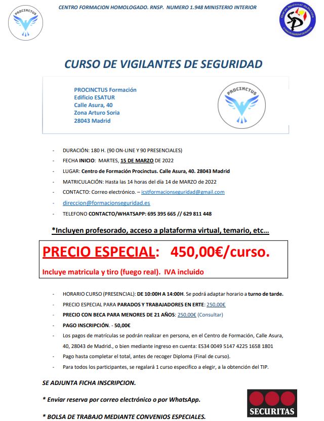 CURSO DE VIGILANTES DE SEGURIDAD: Cursos de ICST CURSO DE VIGILANTES DE SEGURIDAD: Cursos de ICST