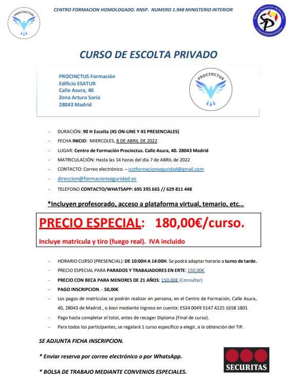 CURSO DE ESCOLTA PRIVADO: Cursos de ICST CURSO DE ESCOLTA PRIVADO: Cursos de ICST