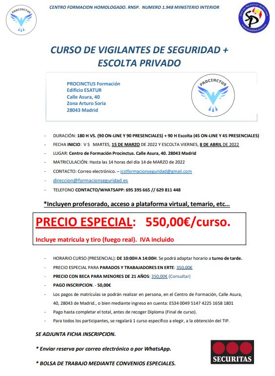 CURSO DE VIGILANTES DE SEGURIDAD + ESCOLTA PRIVADO: Cursos de ICST CURSO DE VIGILANTES DE SEGURIDAD + ESCOLTA PRIVADO: Cursos de ICST
