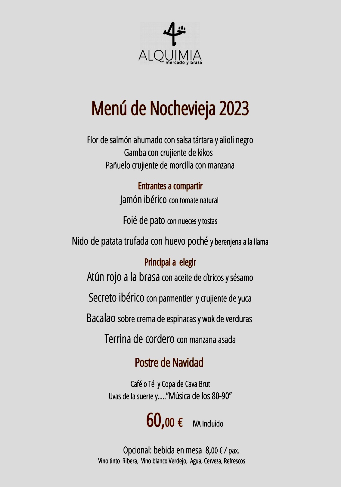 Menús Navidades 2023: CARTA y Menús de Alquimia Menús Navidades 2023: CARTA y Menús de Alquimia
