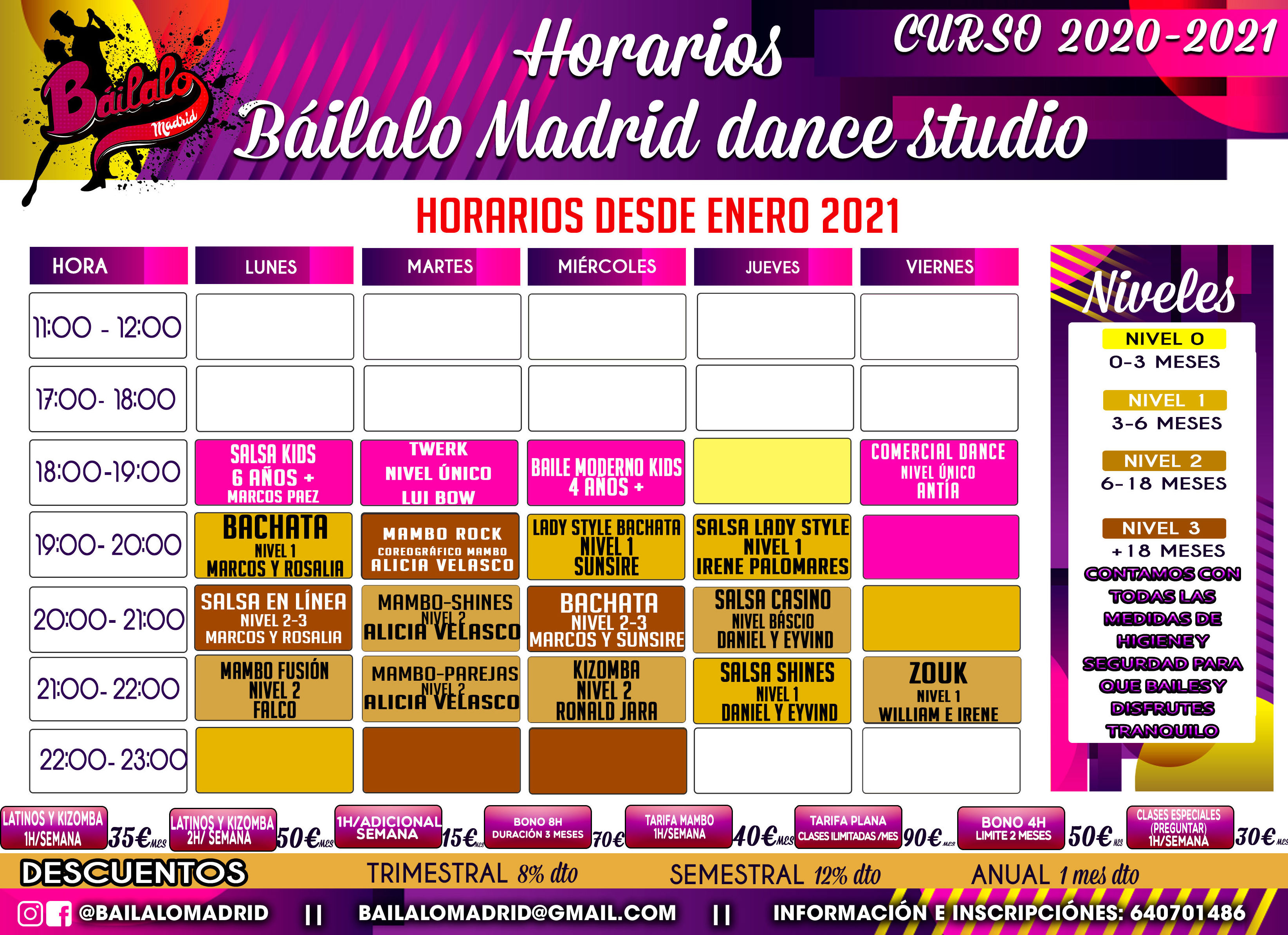Horarios actualizados Enero 2021: Clases de Baile Online de Báilalo Madrid Horarios actualizados Enero 2021: Clases de Baile Online de Báilalo Madrid