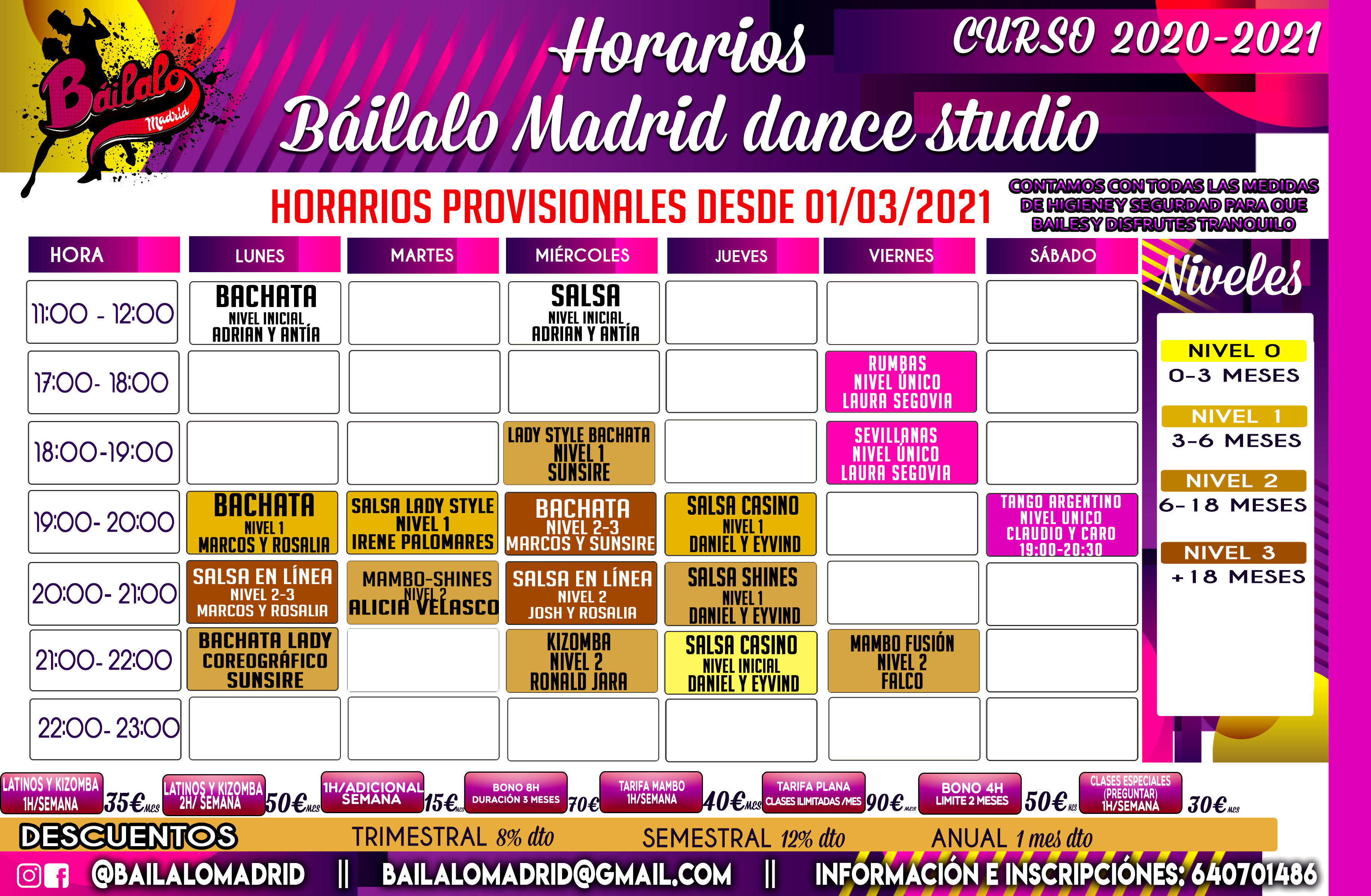 HORARIOS TEMPORALES DESDE MARZO 2021: Clases de Baile Online de Báilalo Madrid HORARIOS TEMPORALES DESDE MARZO 2021: Clases de Baile Online de Báilalo Madrid