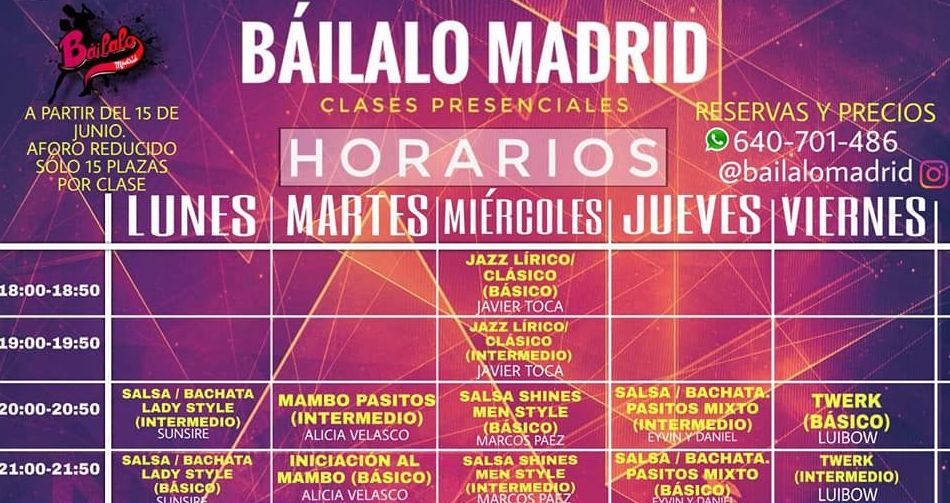 HORARIOS CLASES PRESENCIALES JUNIO Y JULIO HORARIOS CLASES PRESENCIALES JUNIO Y JULIO