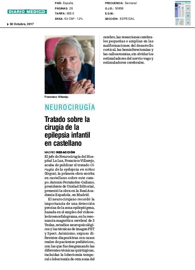 Artículo en el periódico Diario médico: Especialidades y publicaciones de Doctor Villarejo Artículo en el periódico Diario médico: Especialidades y publicaciones de Doctor Villarejo