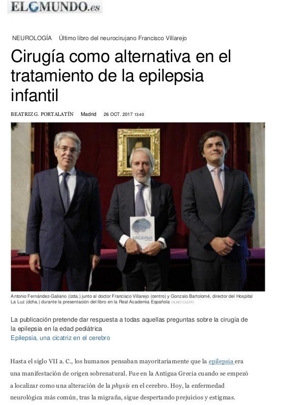 Artículo en el periódico El Mundo: Especialidades y publicaciones de Doctor Villarejo Artículo en el periódico El Mundo: Especialidades y publicaciones de Doctor Villarejo
