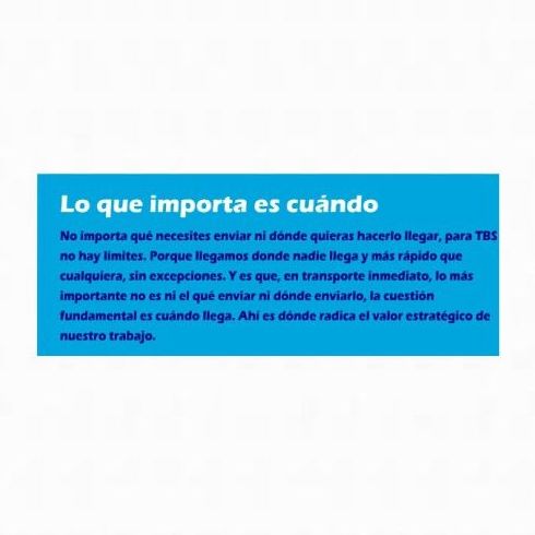 Llegamos donde nadie llega: Servicios de Transportes TBS Llegamos donde nadie llega: Servicios de Transportes TBS