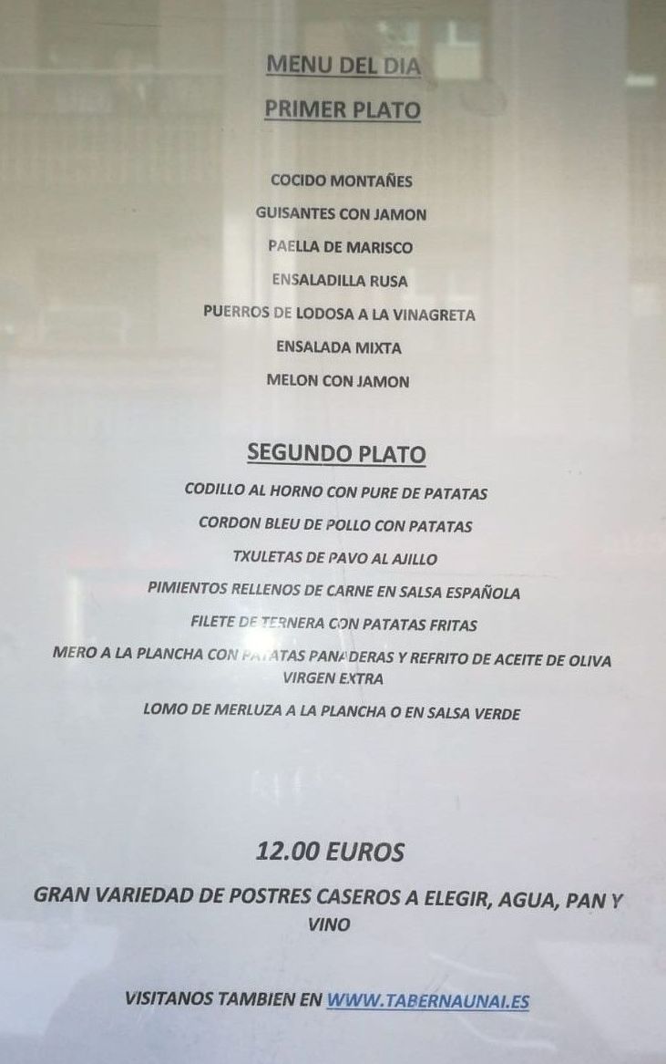 Menú del día en Portugalete Menú del día en Portugalete