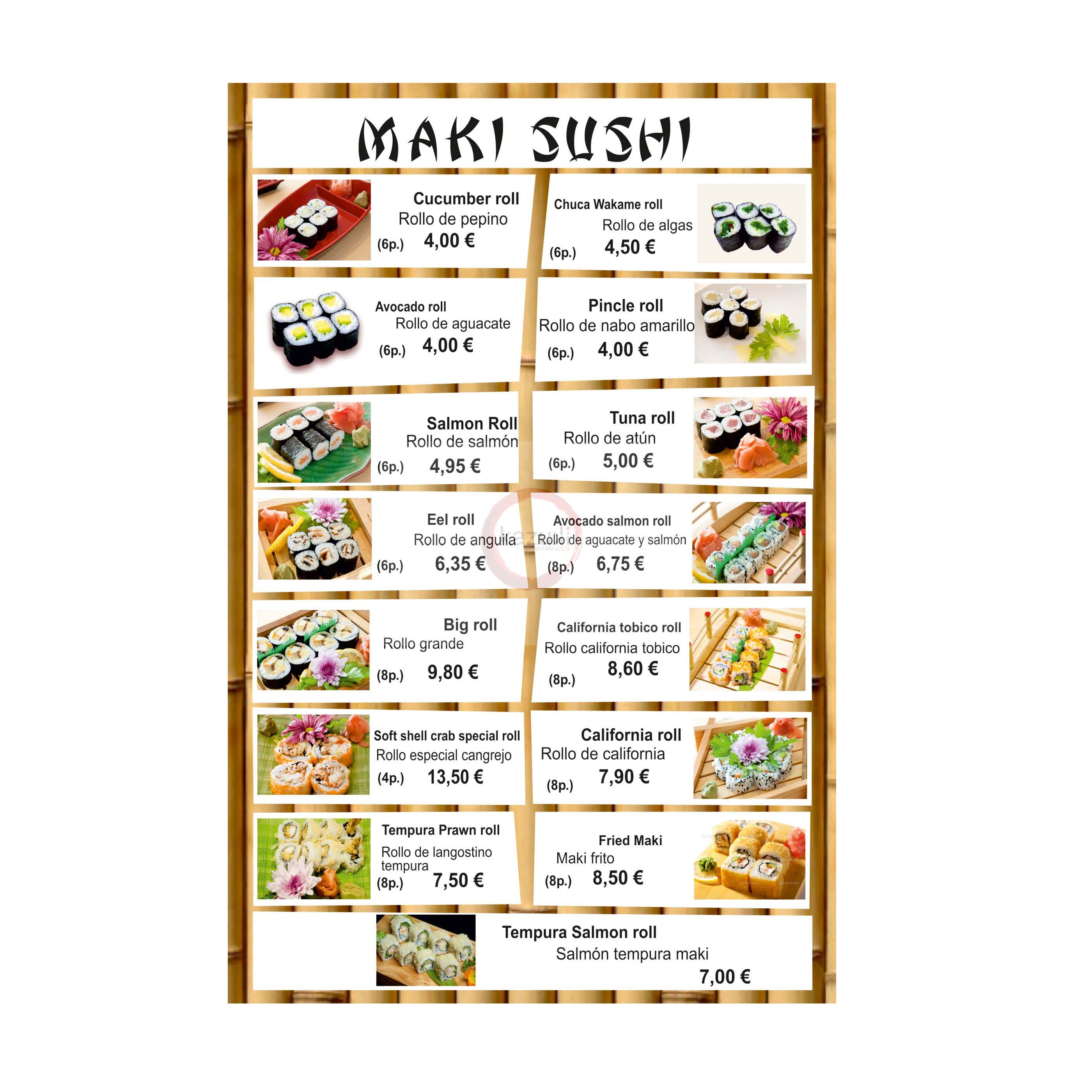 Maki Sushi: Carta y menú de Restaurante Teppanyaki Kazuki