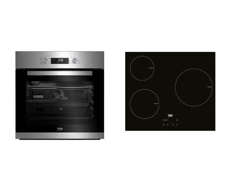 Conjunto de horno multifunción y placa de inducción Beko BSE22341X