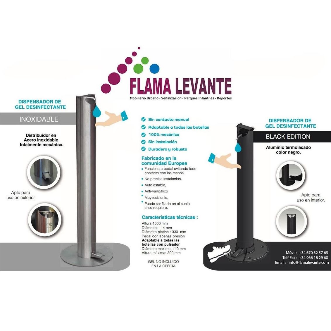Dispensador de gel desinfectante: Productos de Flama Levante Dispensador de gel desinfectante: Productos de Flama Levante