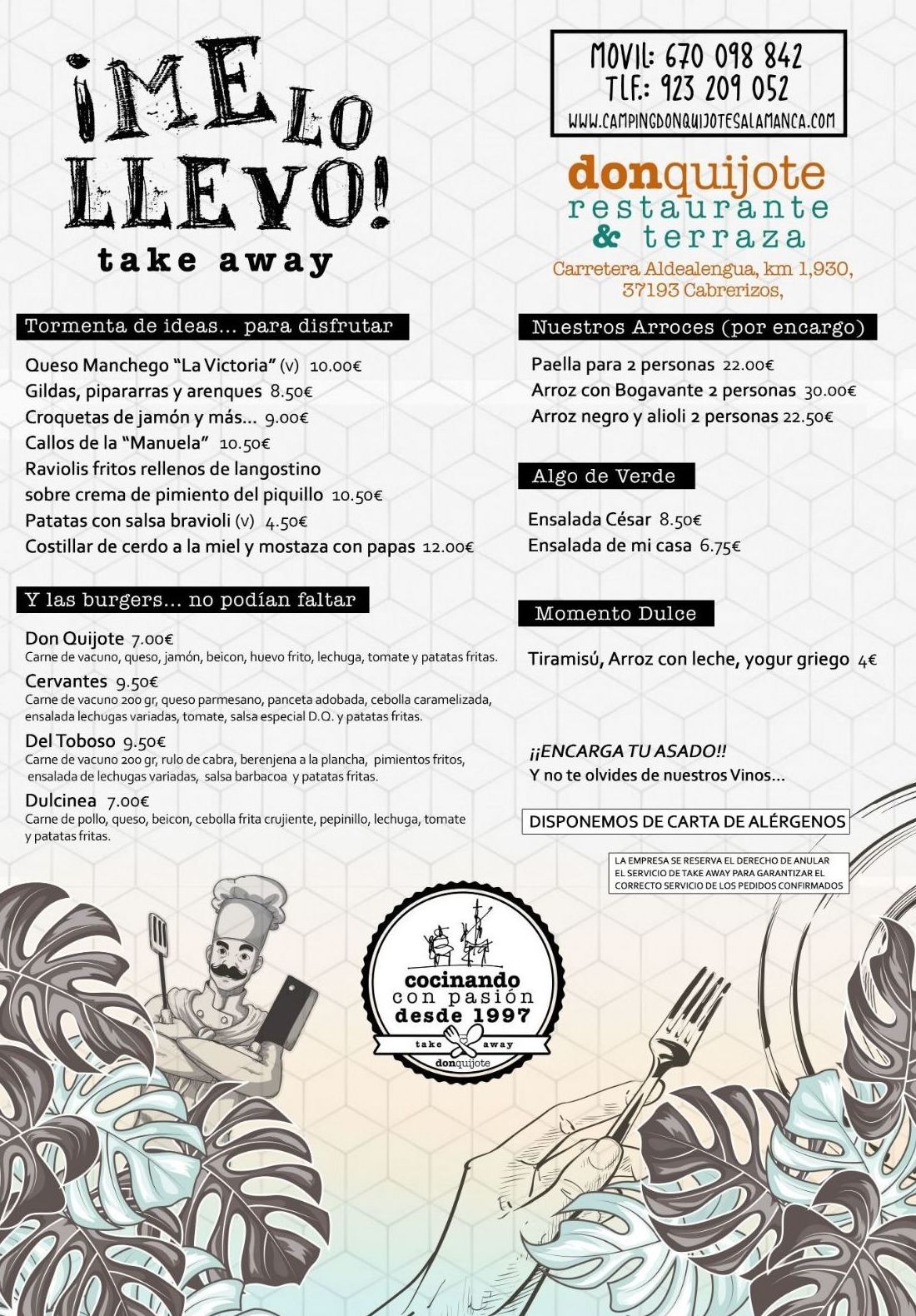 "¡Me lo llevo!/ ¡Me lo bebo!": Servicios de Camping Don Quijote "¡Me lo llevo!/ ¡Me lo bebo!": Servicios de Camping Don Quijote
