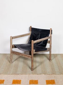 Butaca en Mango y cuero azul CHM-20809: de Ste Odile Decoración Butaca en Mango y cuero azul CHM-20809: de Ste Odile Decoración
