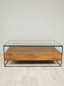 Mesa centro cristal y madera CHM-22077: de Ste Odile Decoración Mesa centro cristal y madera CHM-22077: de Ste Odile Decoración