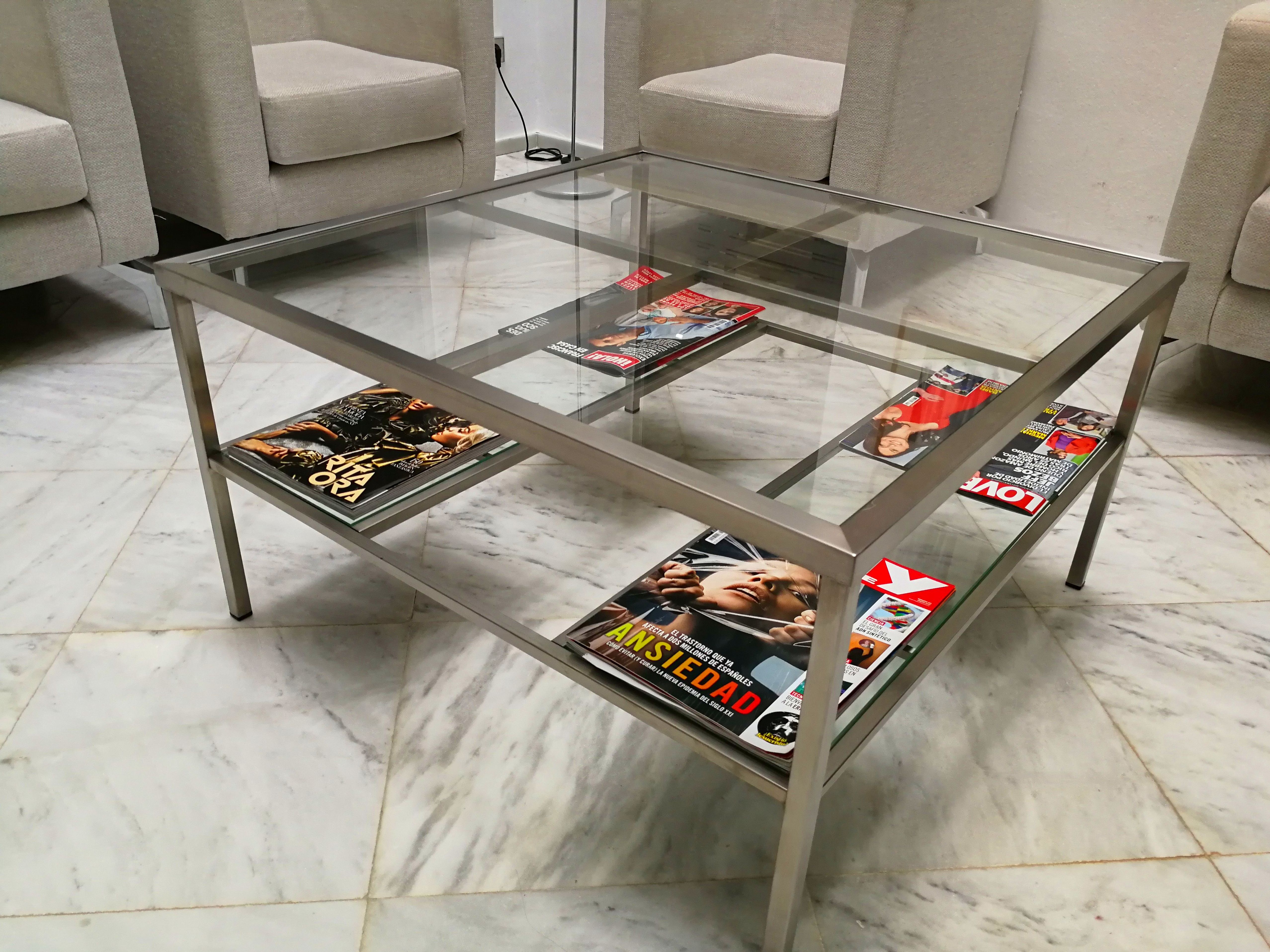 Mesa de acero inoxidable y vidrio a medida para hogar o negocio Mesa de acero inoxidable y vidrio a medida para hogar o negocio
