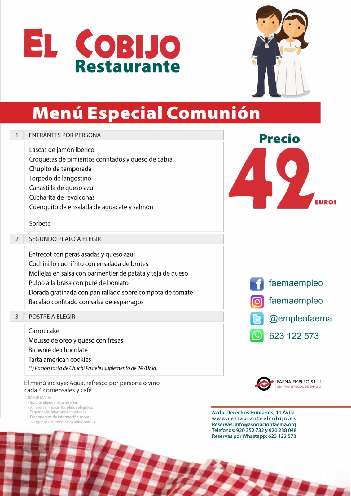 CELEBRA TU COMUNIÓN CON NOSOTROS: Carta y Menús de Restaurante El Cobijo CELEBRA TU COMUNIÓN CON NOSOTROS: Carta y Menús de Restaurante El Cobijo
