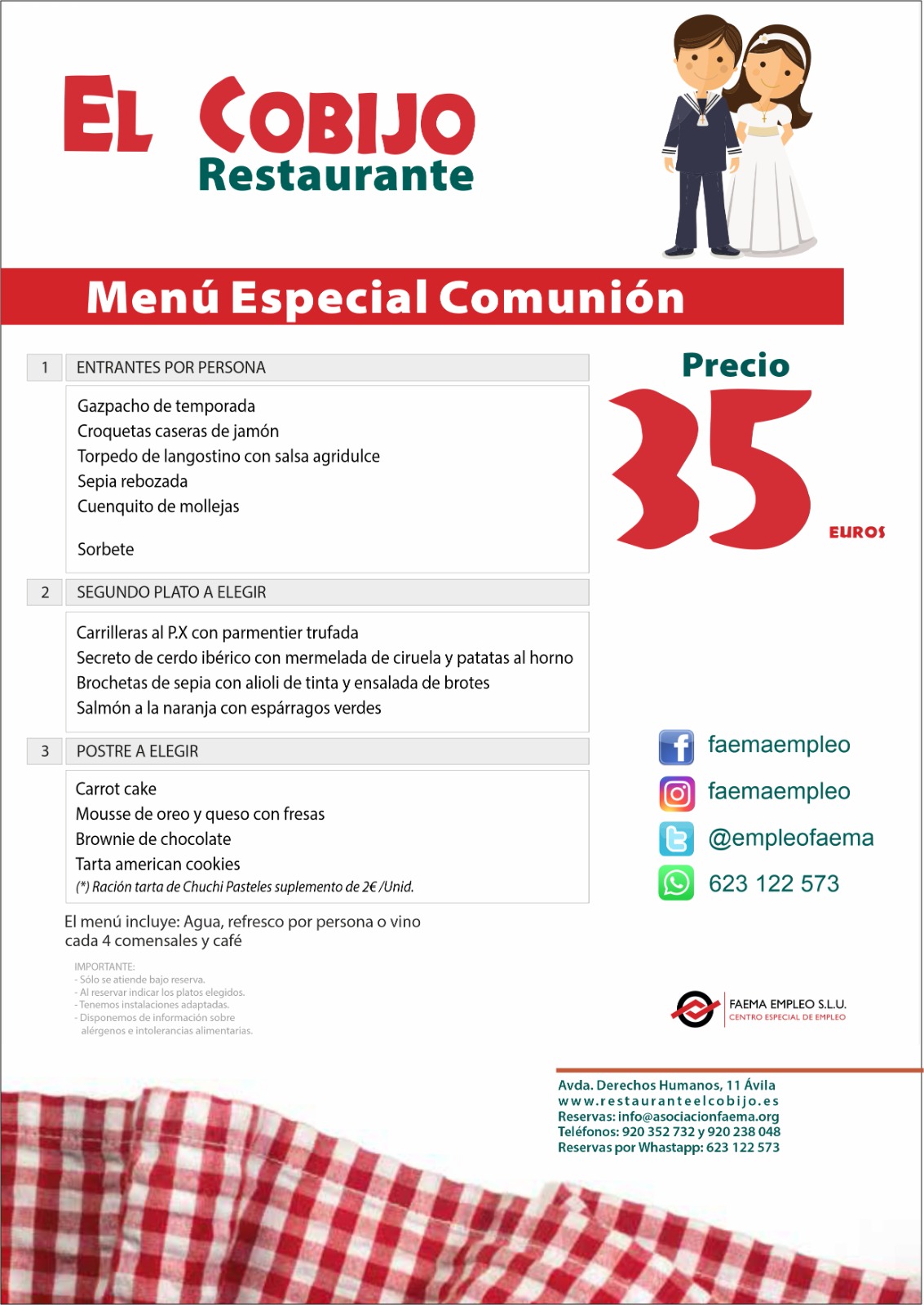 CELEBRA TU COMUNIÓN CON NOSOTROS: Carta y Menús de Restaurante El Cobijo CELEBRA TU COMUNIÓN CON NOSOTROS: Carta y Menús de Restaurante El Cobijo