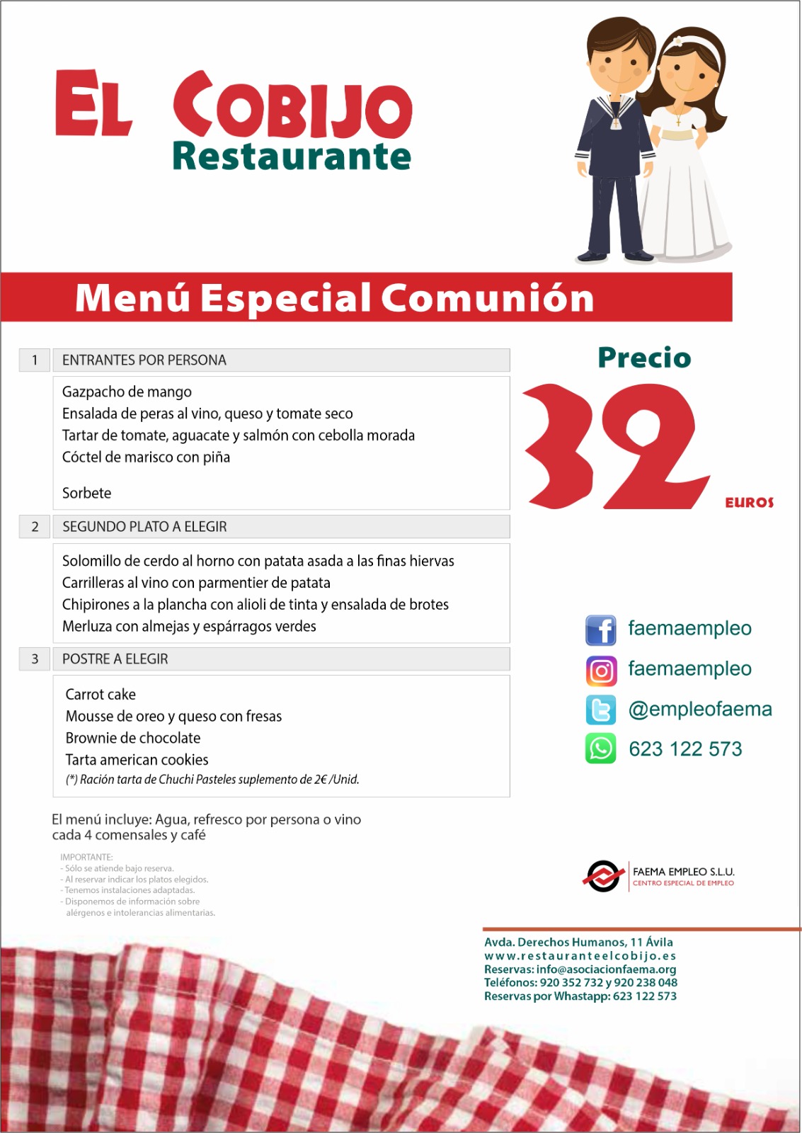 CELEBRA TU COMUNIÓN CON NOSOTROS: Carta y Menús de Restaurante El Cobijo CELEBRA TU COMUNIÓN CON NOSOTROS: Carta y Menús de Restaurante El Cobijo