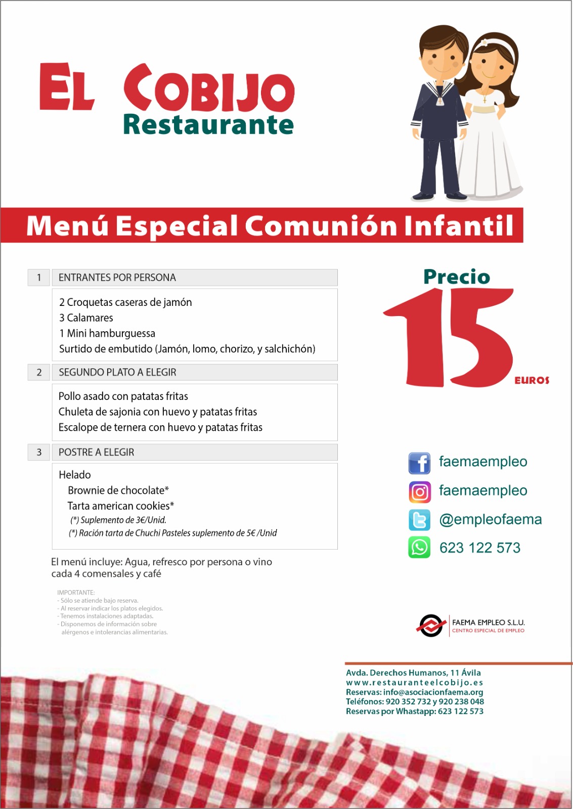 CELEBRA TU COMUNIÓN CON NOSOTROS: Carta y Menús de Restaurante El Cobijo CELEBRA TU COMUNIÓN CON NOSOTROS: Carta y Menús de Restaurante El Cobijo
