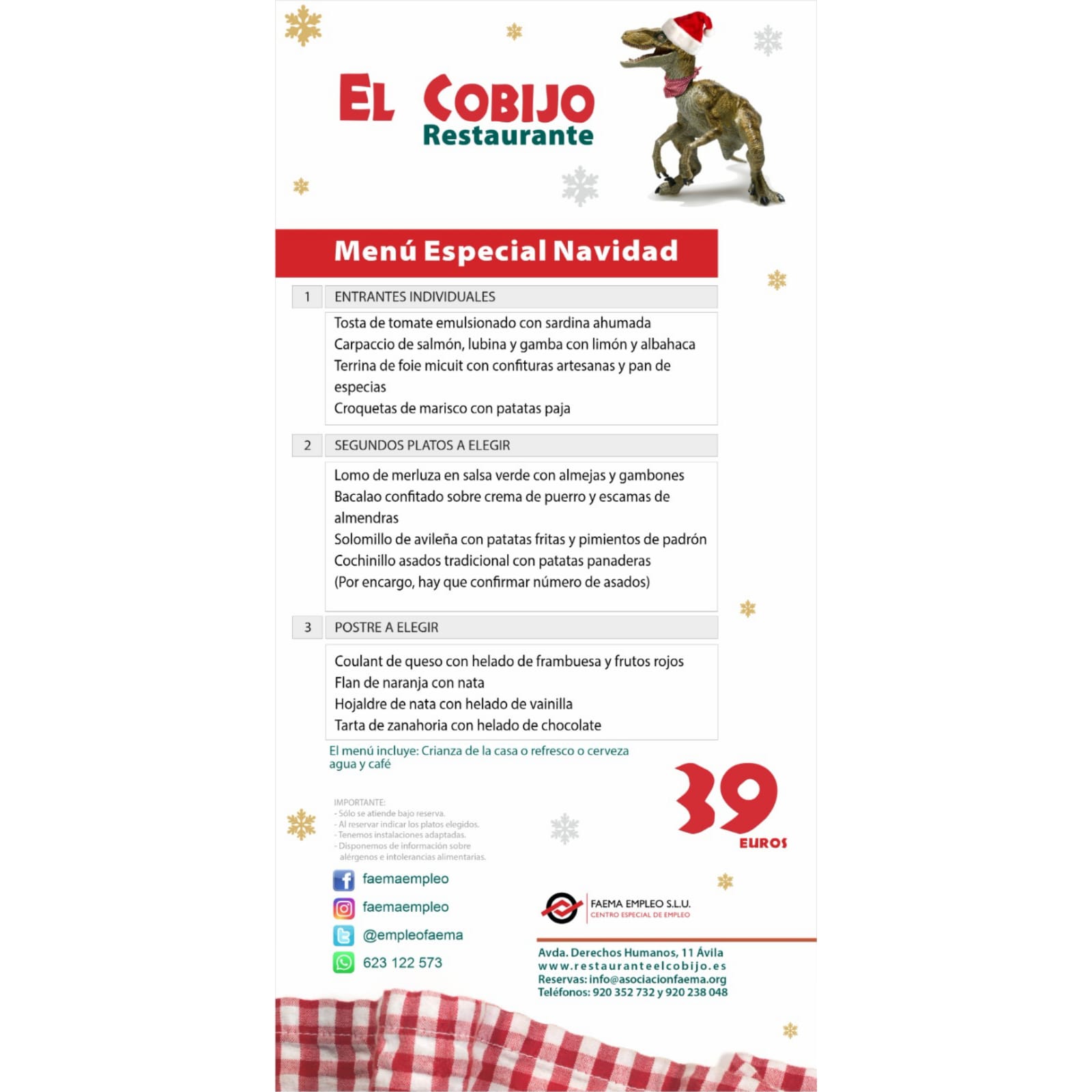 MENÚS DE NAVIDAD: Carta y Menús de Restaurante El Cobijo MENÚS DE NAVIDAD: Carta y Menús de Restaurante El Cobijo