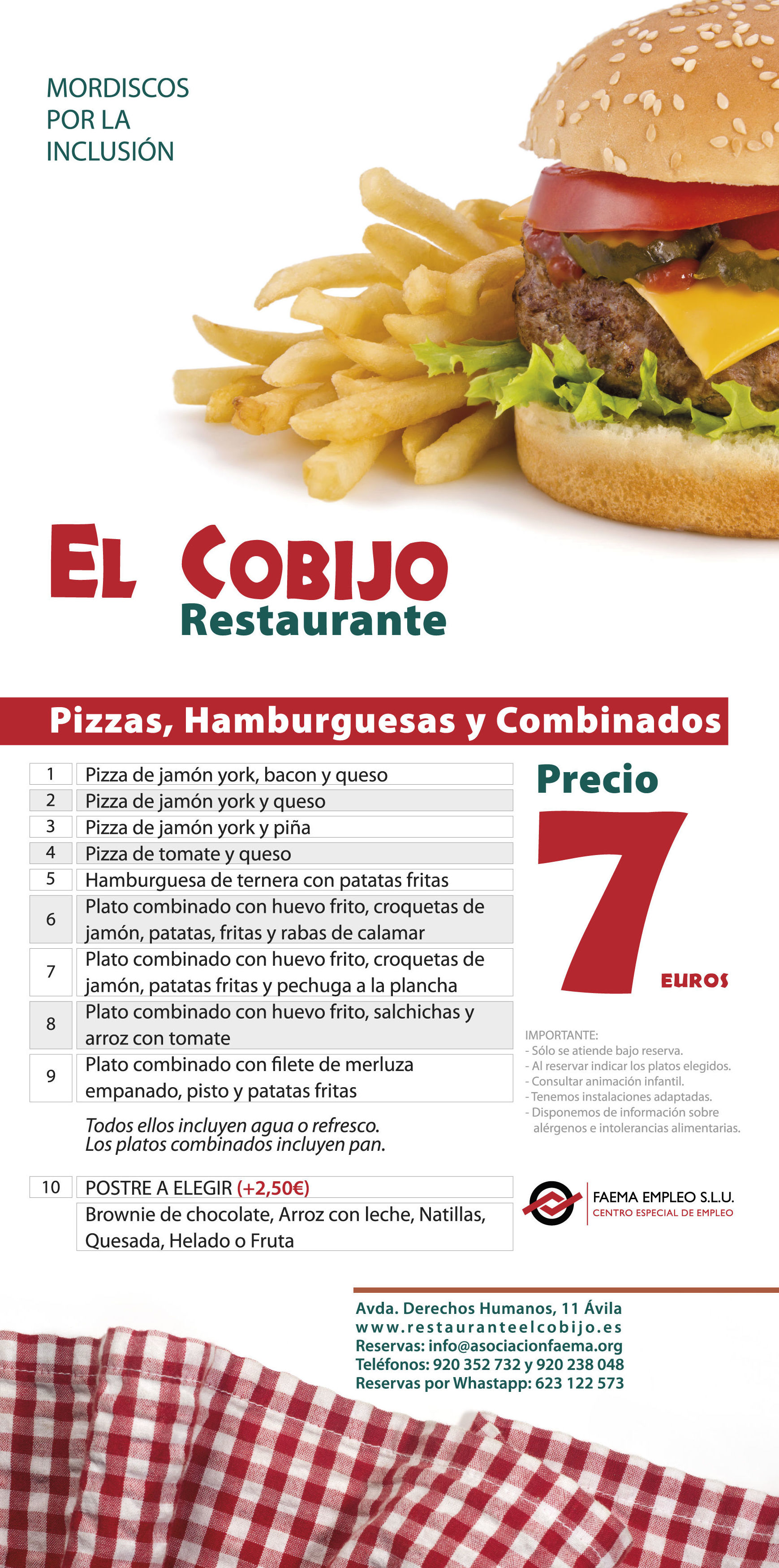 Platos combinados, pizzas y hamburguesas: Amplia carta de Restaurante El Cobijo Platos combinados, pizzas y hamburguesas: Amplia carta de Restaurante El Cobijo