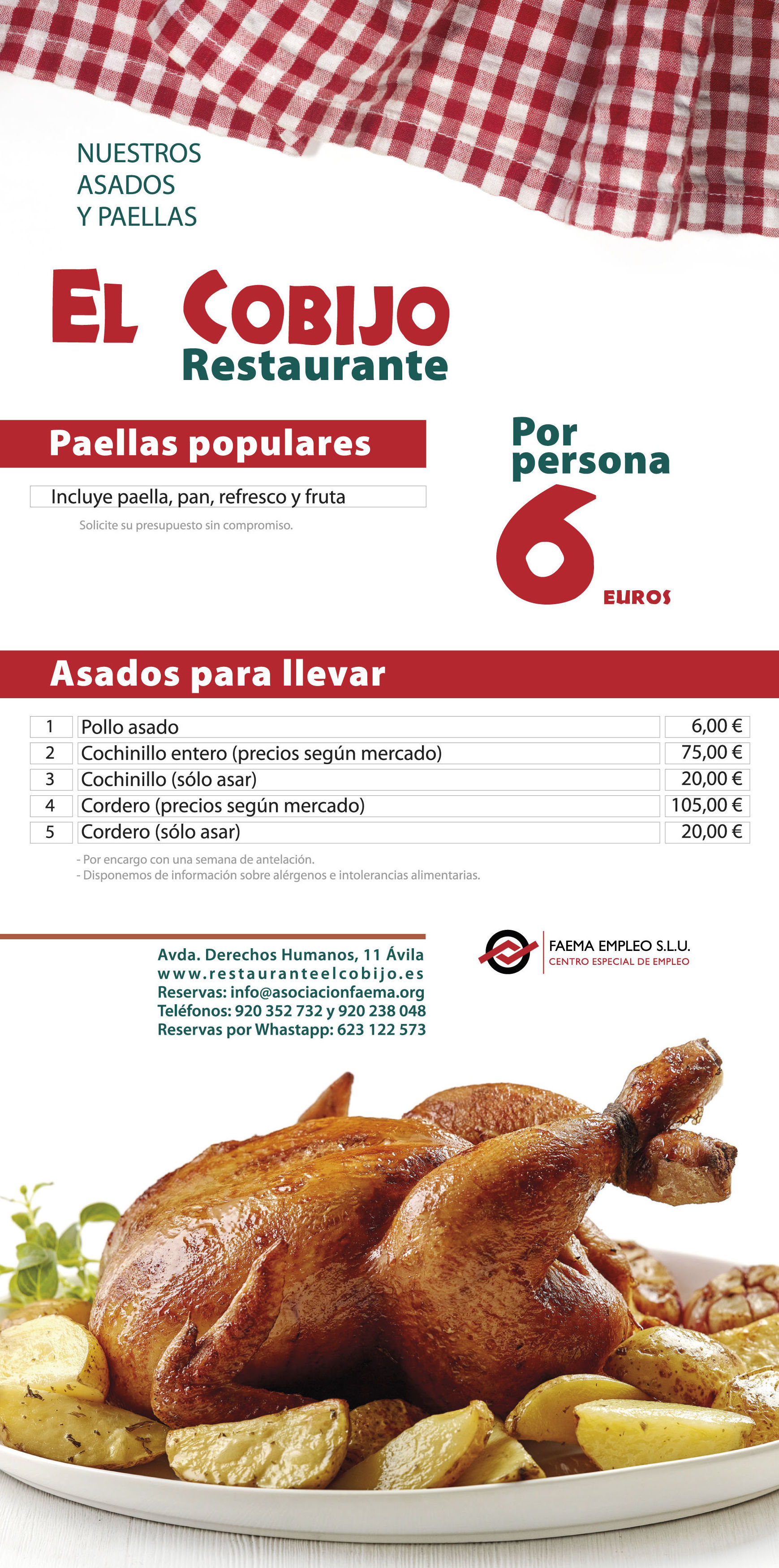Catering asados: Amplia carta de Restaurante El Cobijo Catering asados: Amplia carta de Restaurante El Cobijo