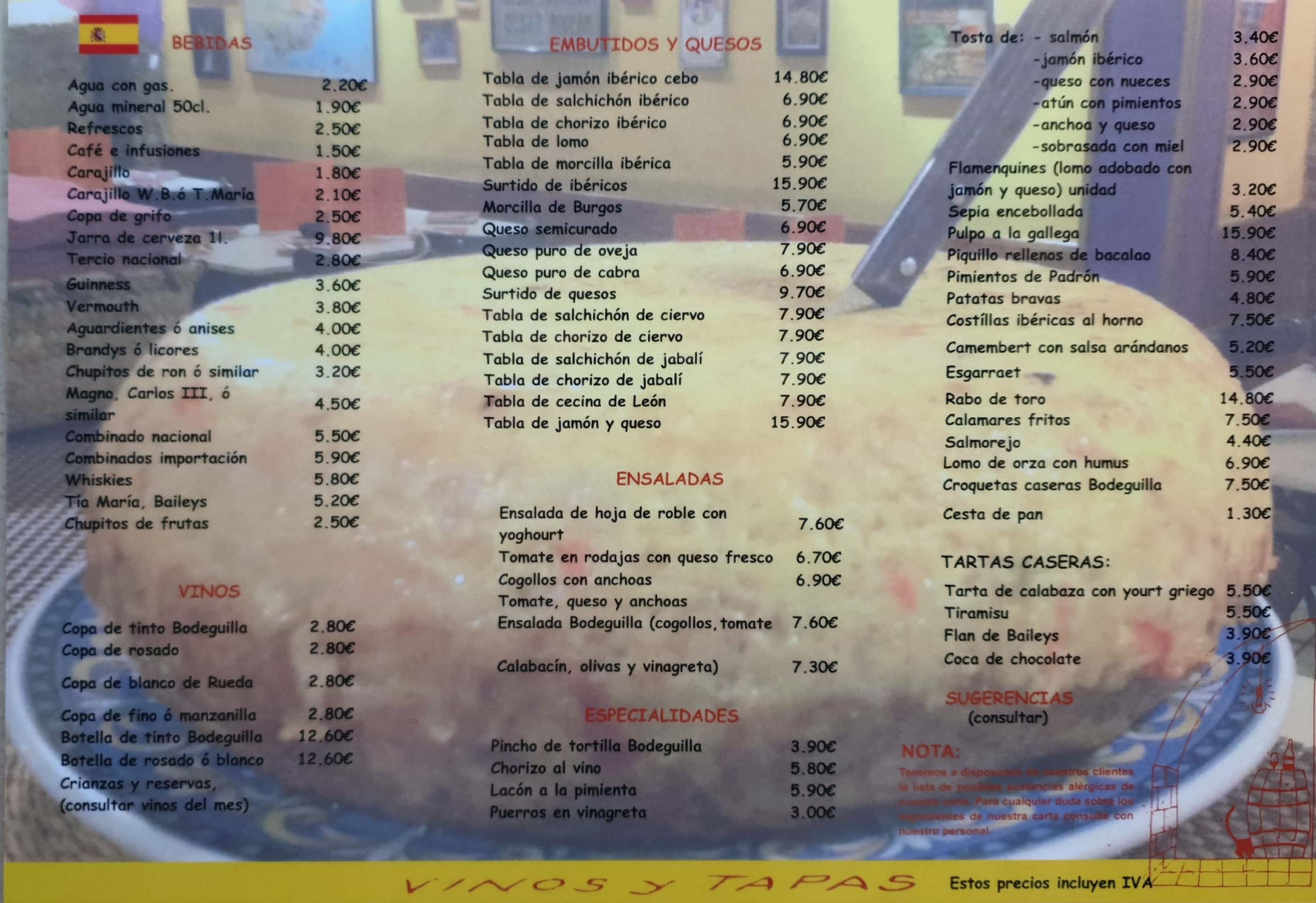 Nuestra carta en castellano: Servicios de Bodeguilla del Gato Nuestra carta en castellano: Servicios de Bodeguilla del Gato
