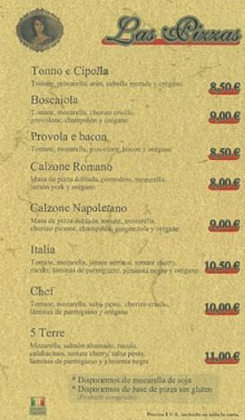 Pizzas: Carta de La Malafemmina Pizzas: Carta de La Malafemmina