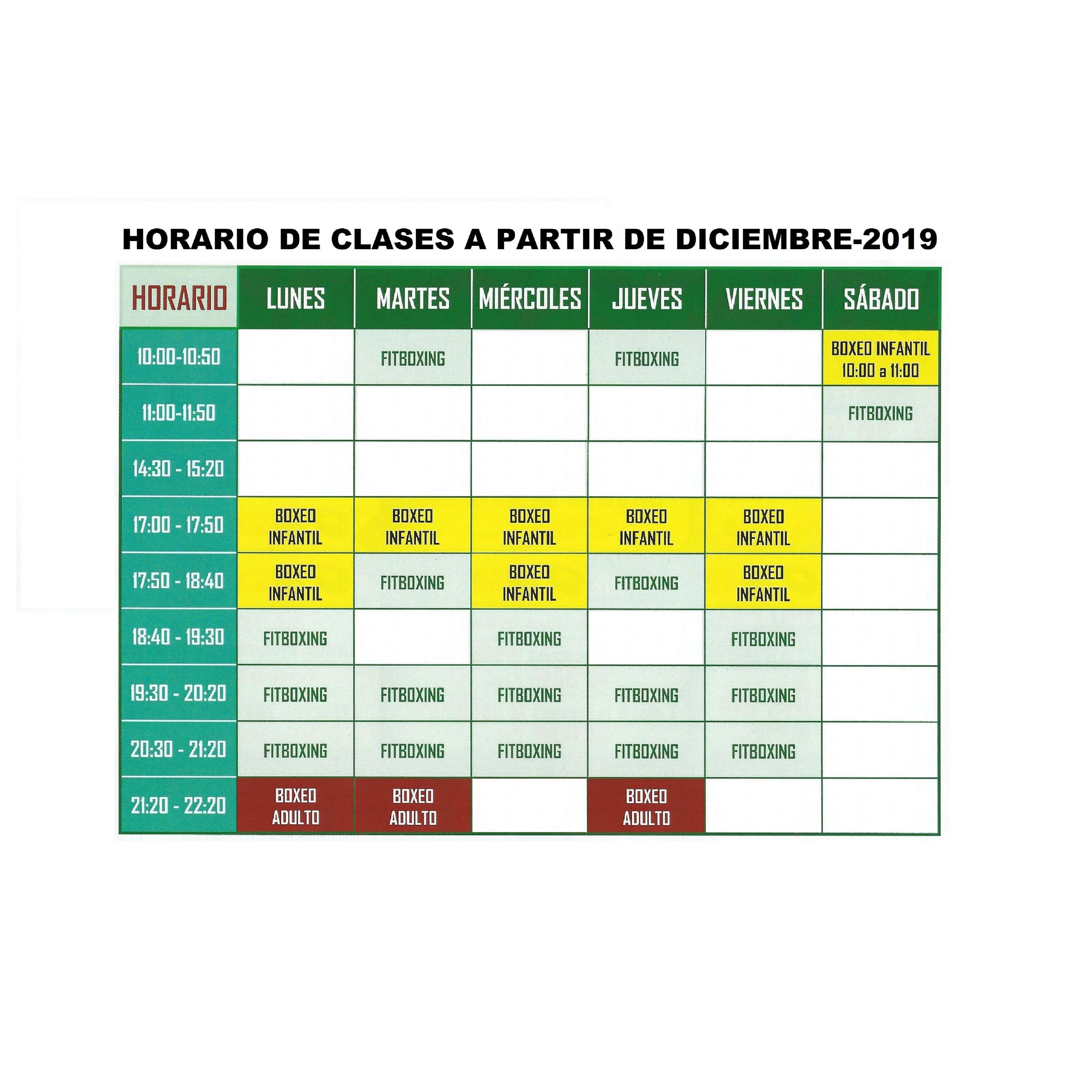 Horario clases: Clases y musculaciÃ³n de FITNESS BOXING GYM