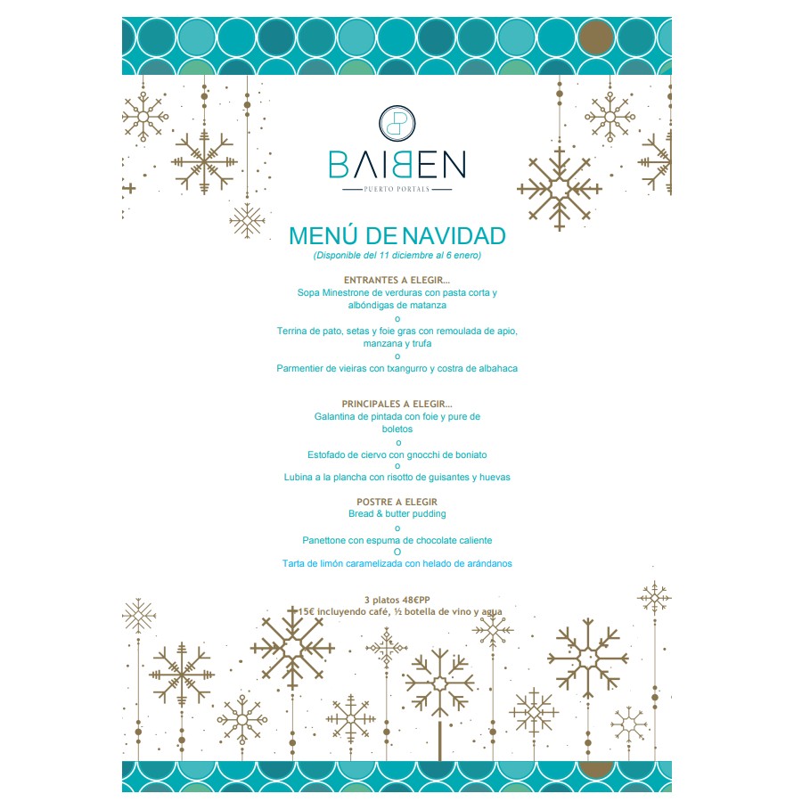 Menú de Navidad 2021: Menú de Baiben Restaurant Menú de Navidad 2021: Menú de Baiben Restaurant