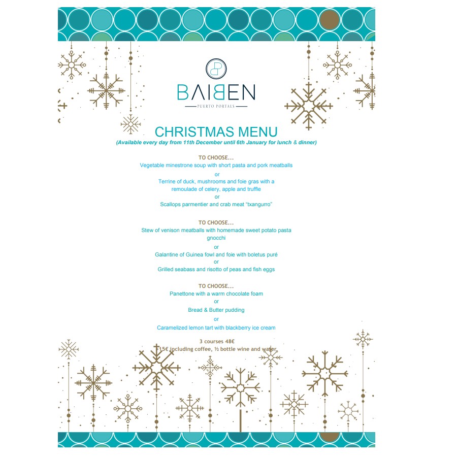 Chistmas Menu: Menú de Baiben Restaurant Chistmas Menu: Menú de Baiben Restaurant