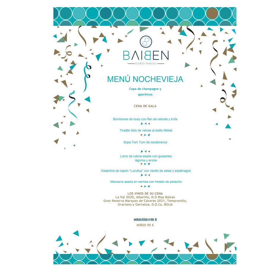 Menú Nochevieja 2021: Menú de Baiben Restaurant Menú Nochevieja 2021: Menú de Baiben Restaurant