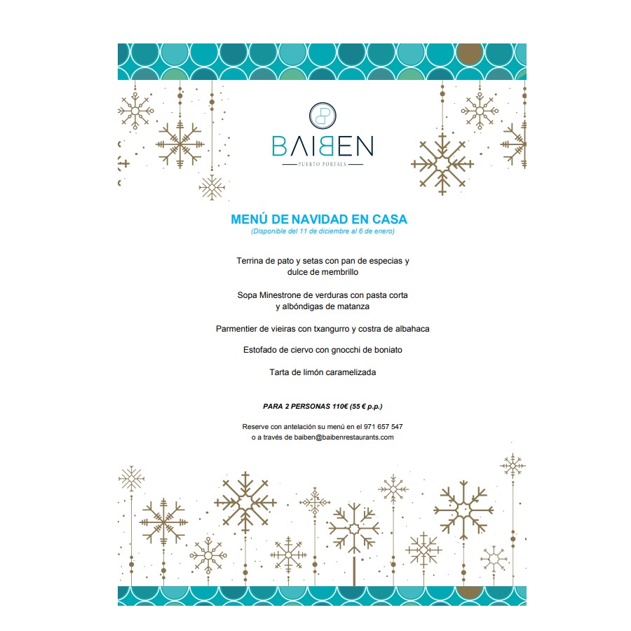 Menú de Navidad en Casa: Menú de Baiben Restaurant Menú de Navidad en Casa: Menú de Baiben Restaurant
