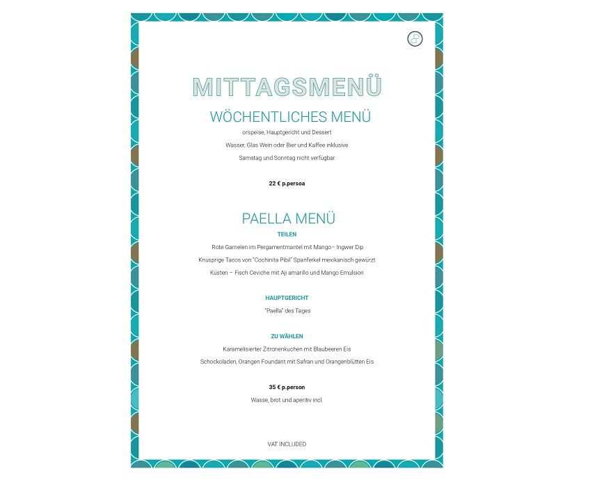 Carta en alemán: Menú de Baiben Restaurant Carta en alemán: Menú de Baiben Restaurant