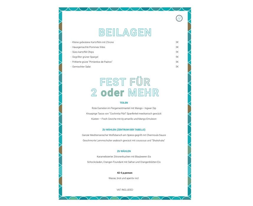 Carta en alemán: Menú de Baiben Restaurant Carta en alemán: Menú de Baiben Restaurant