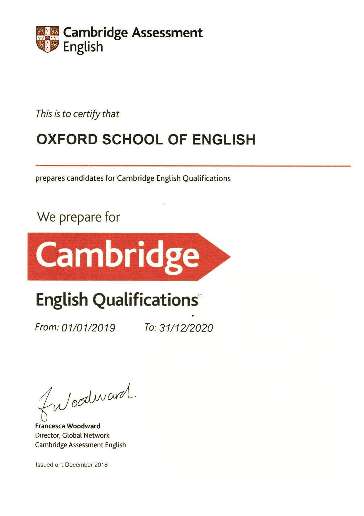 Certificado Cambridge Assessment English