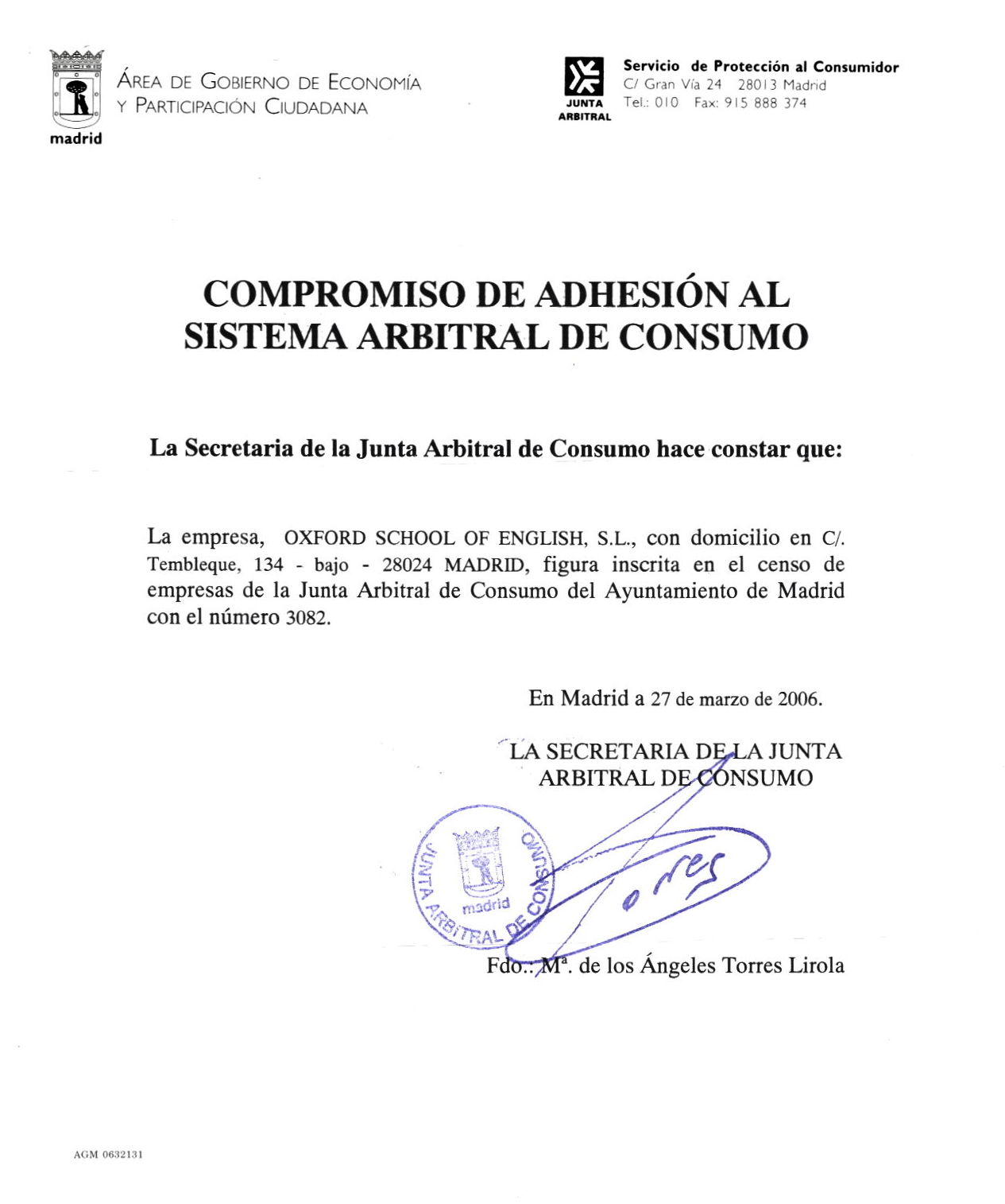Adhesión Sistema Arbitral de Consumo
