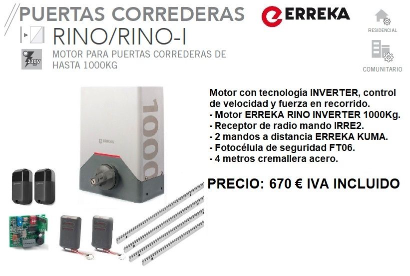 Kit Erreka Rino 1000: Servicios de Puertas automáticas Odiel Kit Erreka Rino 1000: Servicios de Puertas automáticas Odiel