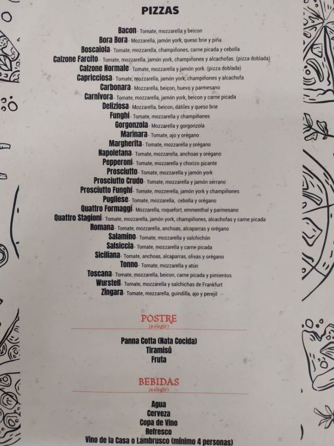 Menú - 10 €: Carta restaurantes de Teletrusco Menú - 10 €: Carta restaurantes de Teletrusco