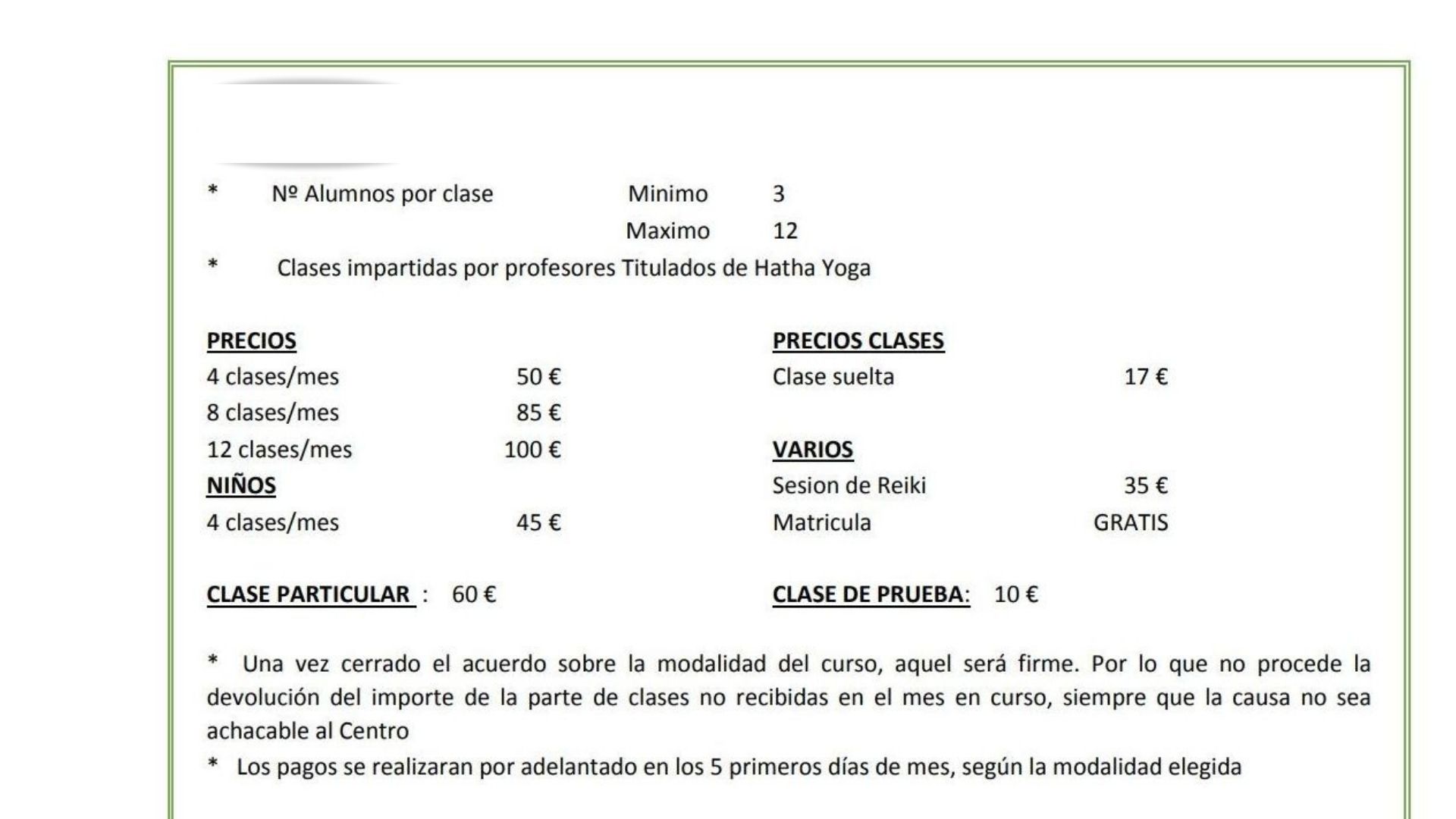 Horarios y precio de las clases: Clases y talleres de Izel Yoga Horarios y precio de las clases: Clases y talleres de Izel Yoga