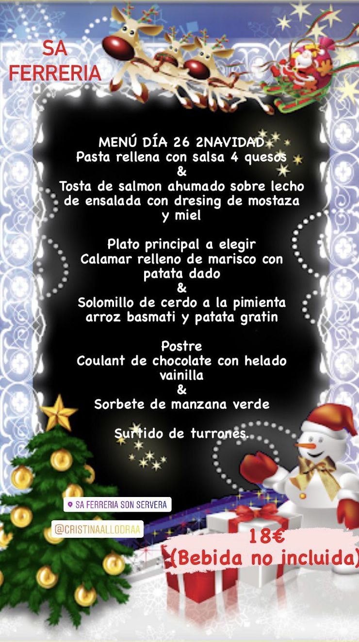 MENUS NAVIDEÑOS: Carta de Celler Sa Ferrería MENUS NAVIDEÑOS: Carta de Celler Sa Ferrería