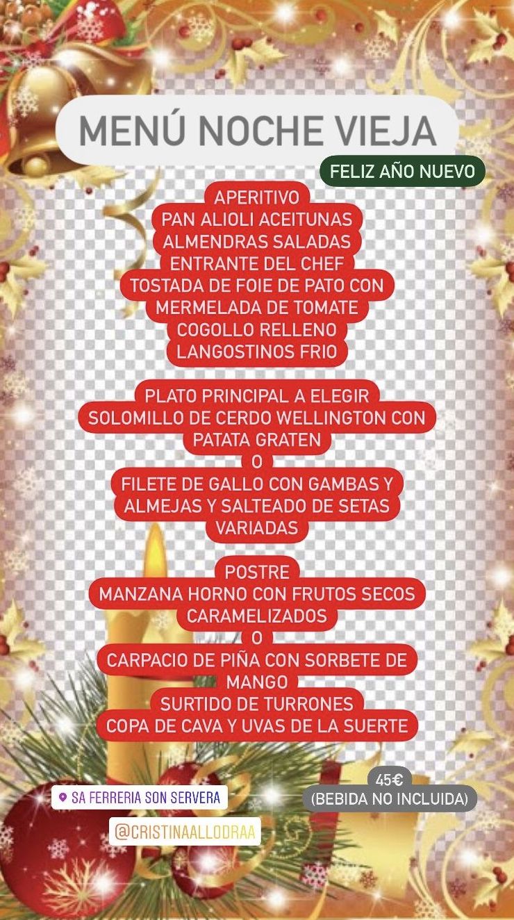 MENUS NAVIDEÑOS: Carta de Celler Sa Ferrería MENUS NAVIDEÑOS: Carta de Celler Sa Ferrería