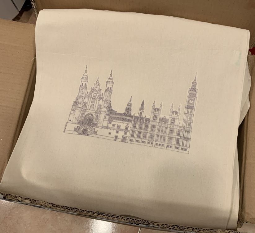 Bolsa de tela con vinilo transparente impreso