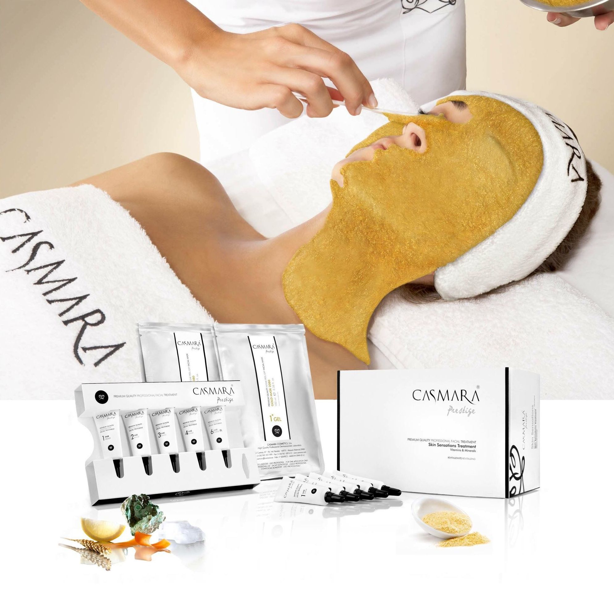 Tratamiento de vitaminas y minerales con mascarilla de oro Tratamiento de vitaminas y minerales con mascarilla de oro