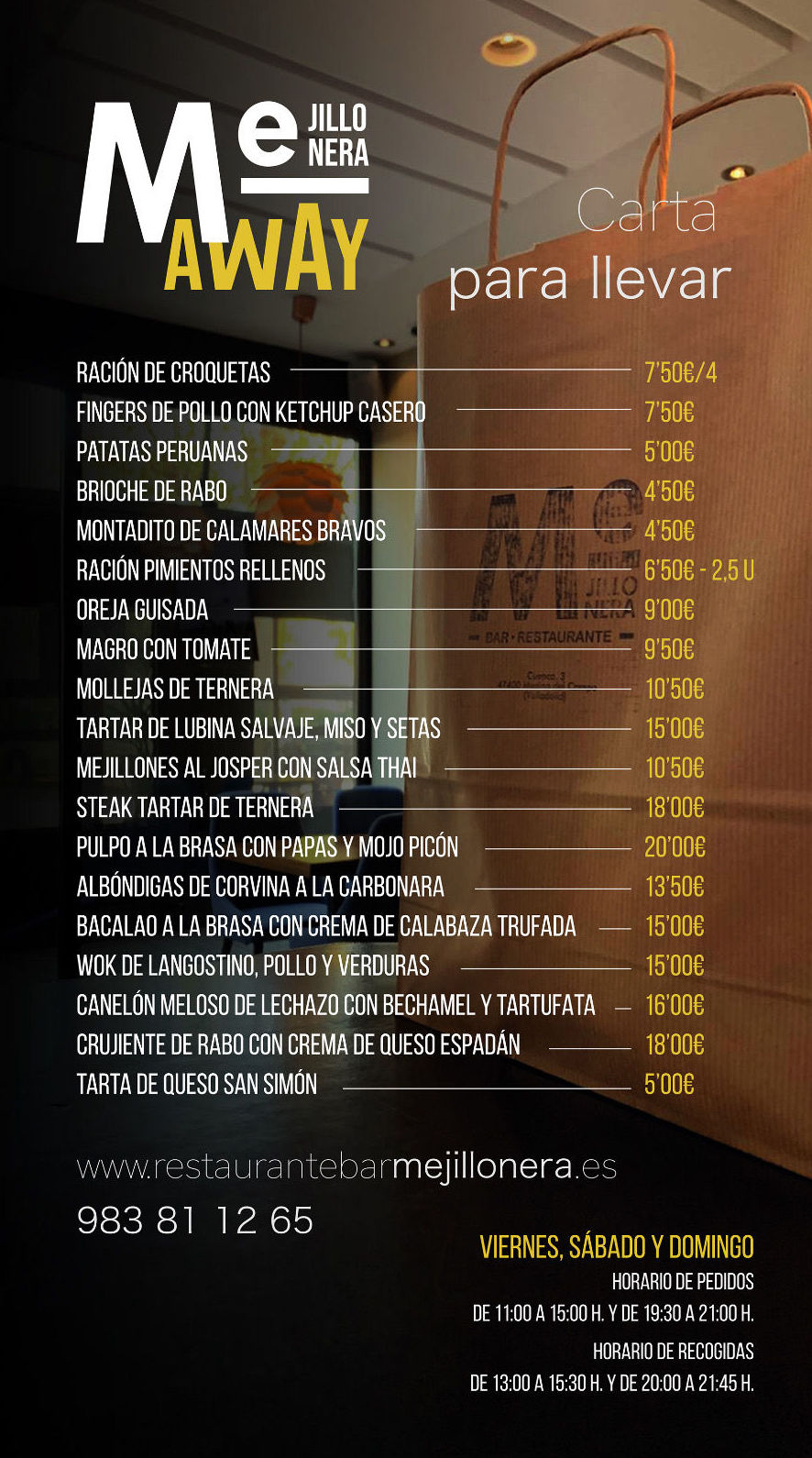 CARTA PARA LLEVAR: Nuestra carta de Bar Restaurante Mejillonera CARTA PARA LLEVAR: Nuestra carta de Bar Restaurante Mejillonera
