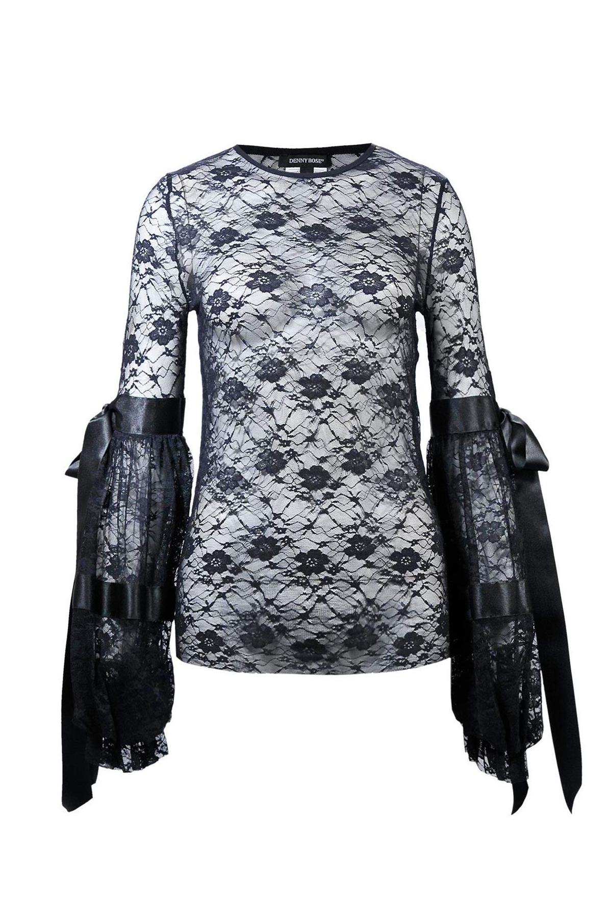 Camisa Encaje Mangas Lazos Camisa Encaje Mangas Lazos