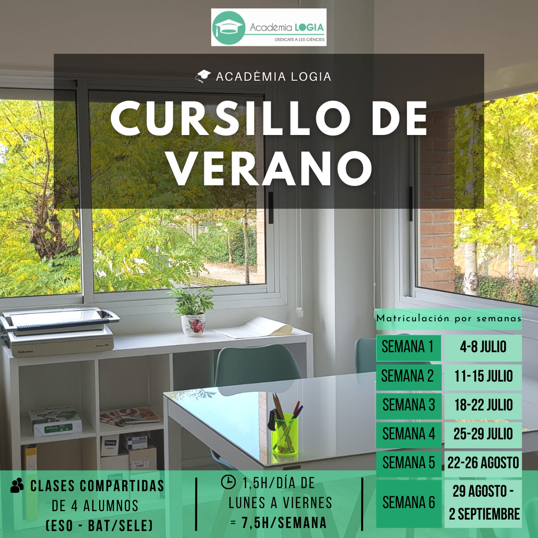 Cursillo de verano 2022: Clases en la academia de Acadèmia Logia Cursillo de verano 2022: Clases en la academia de Acadèmia Logia