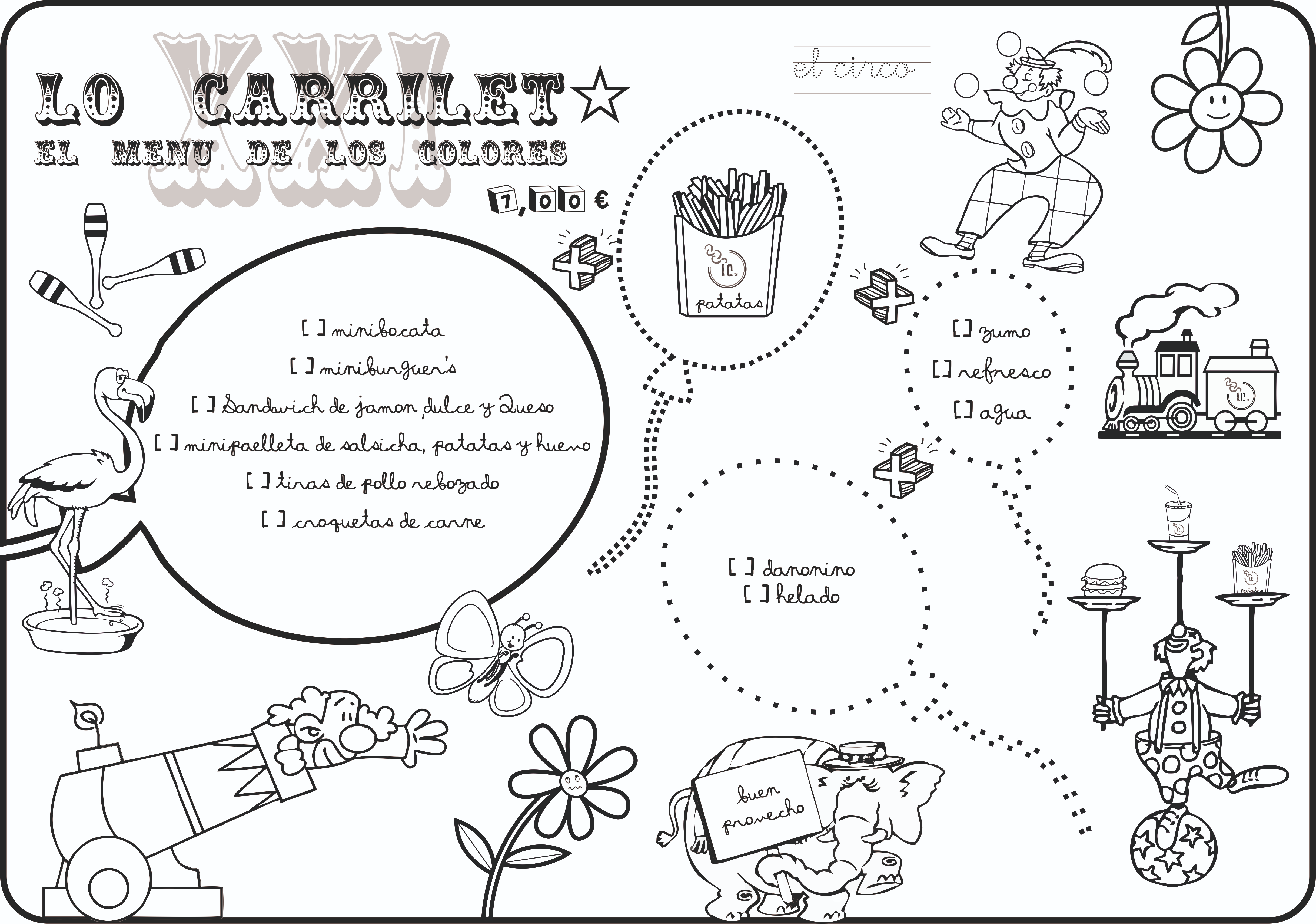 Menú Infantil Castellano Menú Infantil Castellano