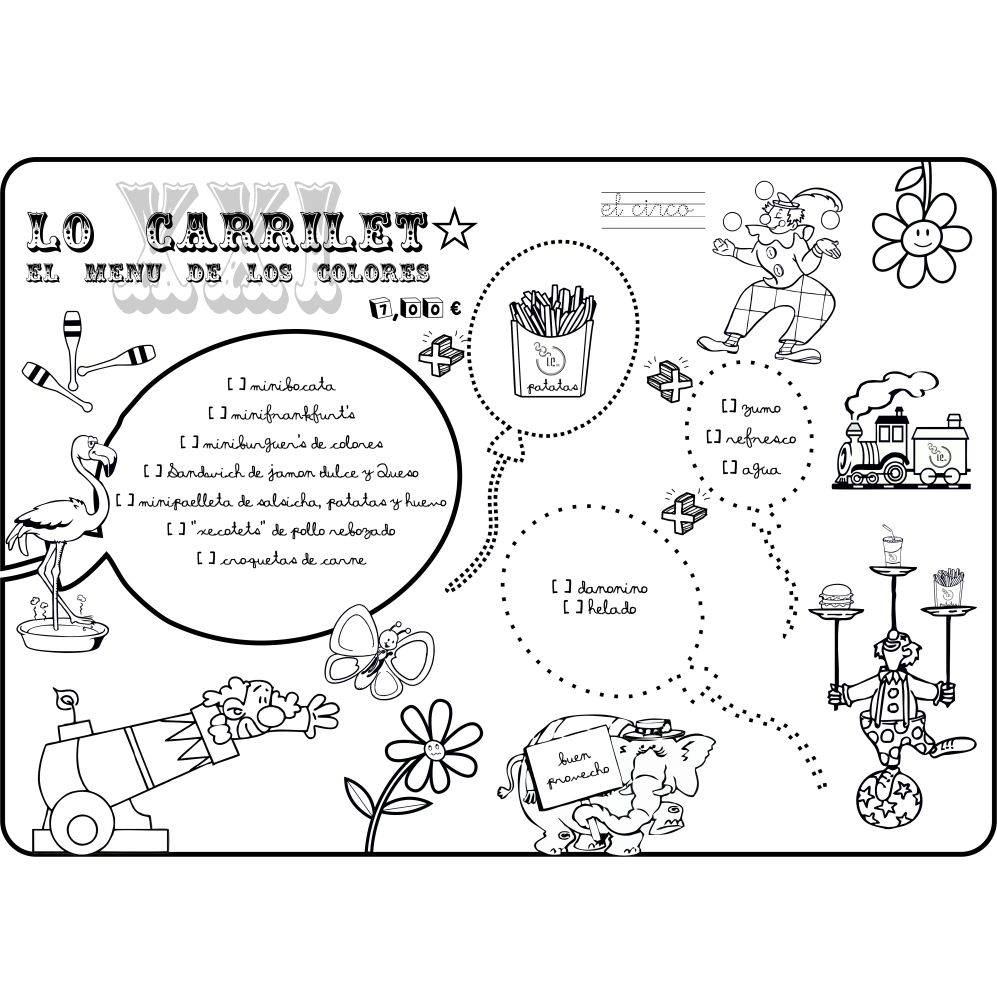 Menú infantil: Carta de Lo Carrilet XXI Menú infantil: Carta de Lo Carrilet XXI