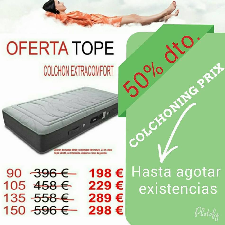 EV Colchonerías: Colchón Extraconfort 50% DTO. EV Colchonerías: Colchón Extraconfort 50% DTO.