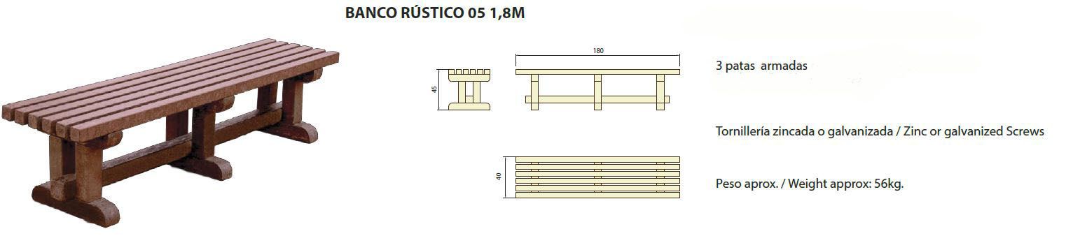 Banco rústico 05 1.8m: ¿Qué podemos ofrecerte? de CM PLASTIK RECYCLING SL Banco rústico 05 1.8m: ¿Qué podemos ofrecerte? de CM PLASTIK RECYCLING SL